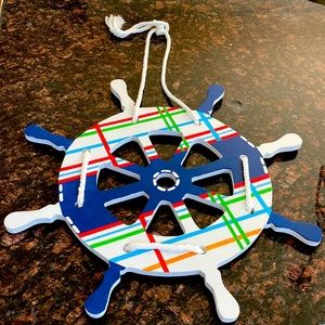 Custom Hand Painted Madras Plaid Wooden Ship Wheel